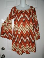 Lilypad Southwest XL Top Shirt Dress HiPpie BoHo Indian Native Print Bell Sleeve