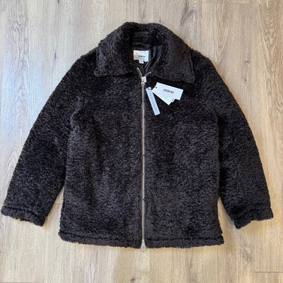 Jason Wu Chocolate Brown Faux Fur Jacket Women's Small Teddy Zipper Coat NWT