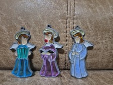 Vintage Leaded Stained Glass Sun Catcher ornaments. Lot of 3 Angels