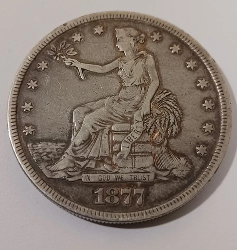 1877  United States Trade Dollar Silver Coin