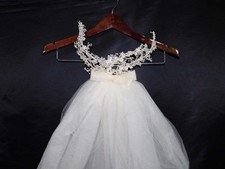 Vintage 1960s White Wedding Veil Beaded Floral Headpiece Comb Bow Tulle