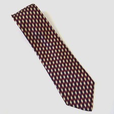 Vtg Y2K Italian 100% Silk Tie Made In The USA Burgundy Gold 3.75โ Paul Fredrick