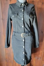 Belted Western Dress Women US 10 UK 14 Charcoal Grey Bodycon ASOS Parisian Tall
