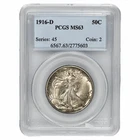1916D Walking Liberty Half Dollar 50C PCGS MS 63
