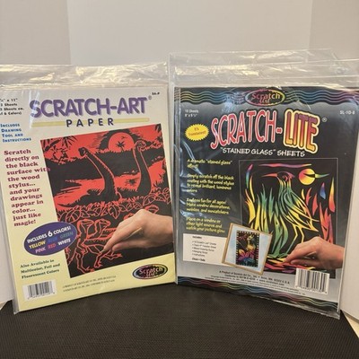 Vintage Scratch Art Paper Kits 44 Sheets Total with Tools