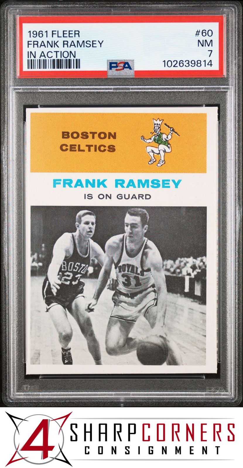 1961 FLEER IN ACTION #60 FRANK RAMSEY HOF PSA 7