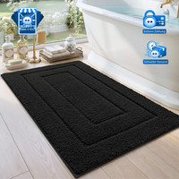 Badematte Rutschfest Mikrofaser SaugfäHig Maschinenwaschbar Schwarz 60 X 110 Cm