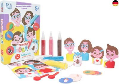 Sabbiarelli Sand-it For Fun - Kit GBR Familie, Kreativ-Set 2-in-1 für Kinder ab 