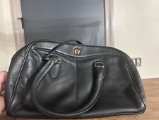Women s Black Top Handle Satchel Bag Zip Closure Solid Rectangle Gold Hardware