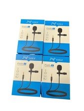 PoP Voice Lavalier Lapel Microphone, Omnidirectional Condenser Mic - 4 Pack