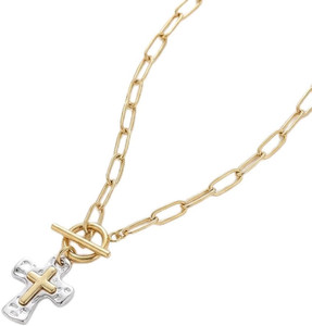 Authentic Chunky Cross Necklace for Women Waterproof Layered Gold Plated Statement Chain T