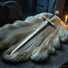 King Arthur Excalibur Handmade Longsword Medieval Knight Cosplay Gold toned Gift