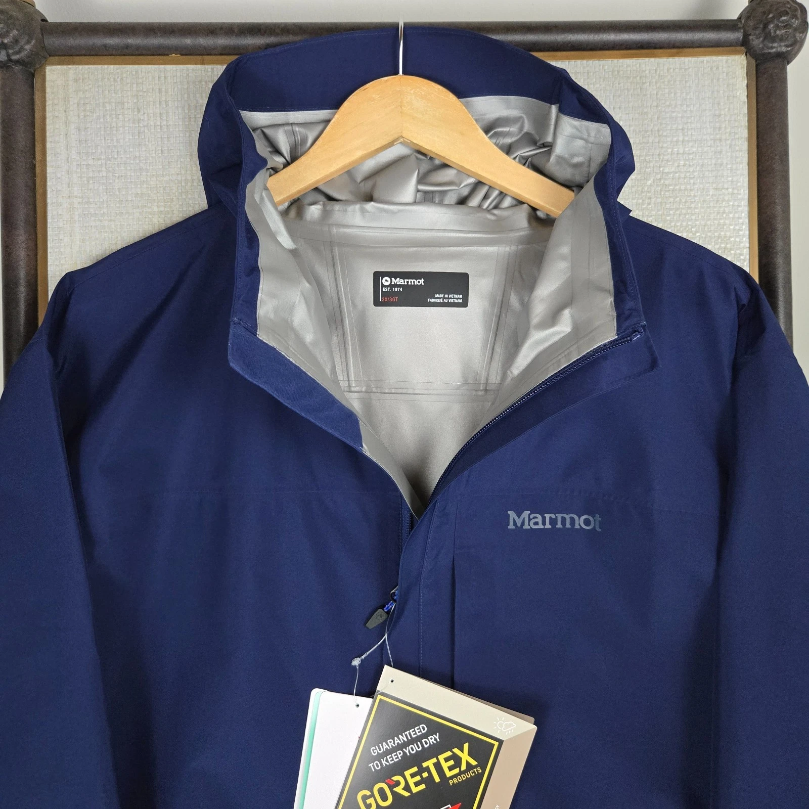 MARMOT GORE TEX NEW $250 Mens Size 3XL Waterproof Hooded Jacket Blue Shell