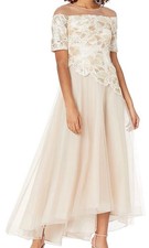 NEW Adrianna Papell Embellished Mesh Sequin Cocktail wedding Formal Gown dress 6