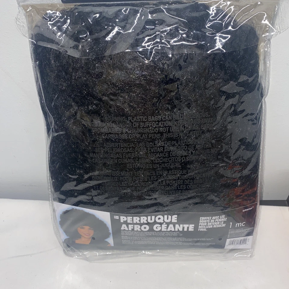 Giant Fro Wig Black Curly Afro 70s Groovy Costume Accessory Halloween DressUp - Image 2 of 2