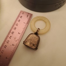 Antique WEBSTER STAMPED Sterling Silver BELL BABY RATTLE BAKELITE TEETHING RING