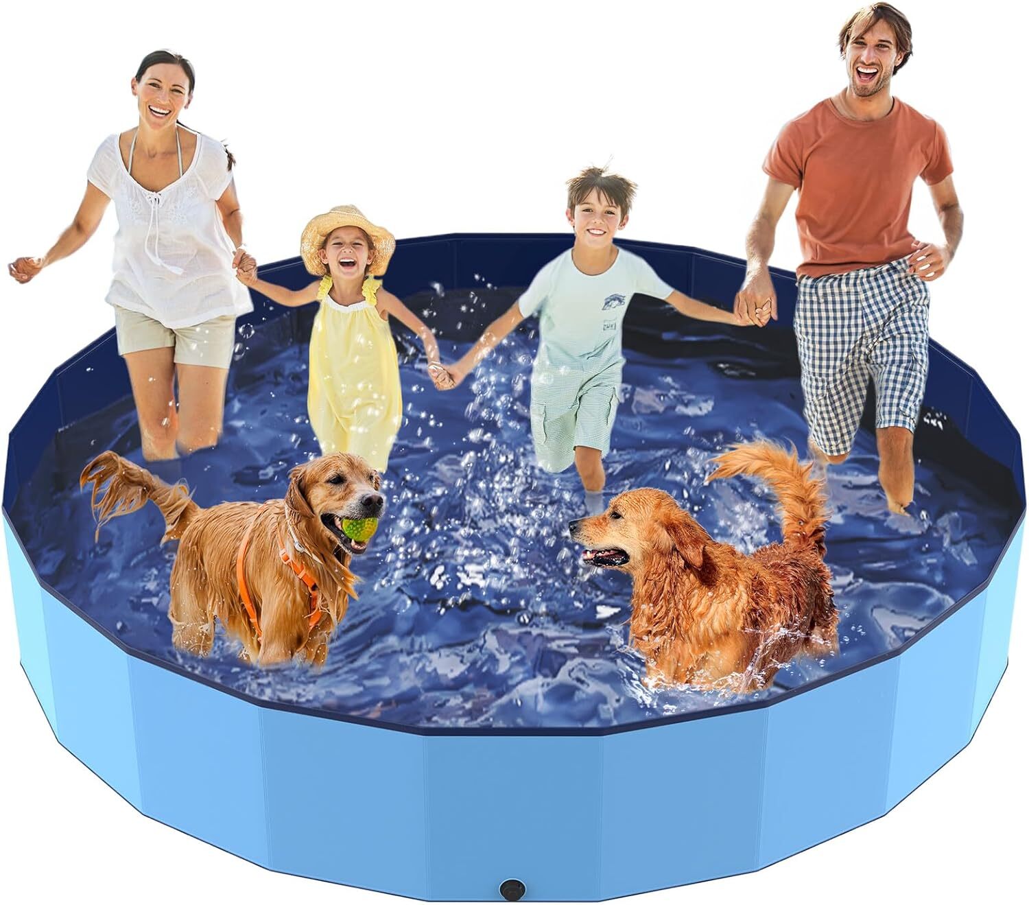 97-Inch Foldable Dog and Kids Pool with Non-Slip Base for Safe Outdoor Play
