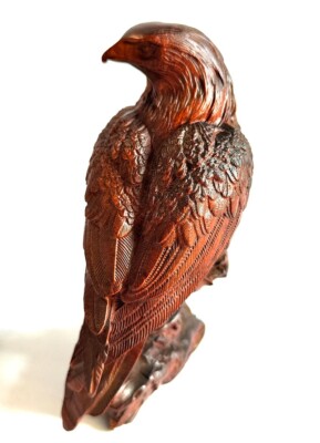 GY076 - 9 CM Tall Stunning Boxwood Carving Figurine : Eagle