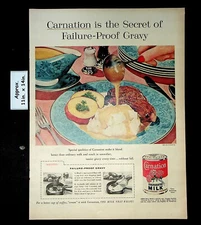 1957 Carnation Evaporated Milk Failure Proof Gravy Vintage Print Ad 41405