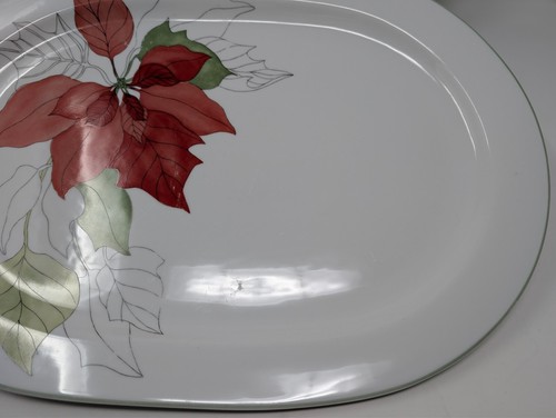 2x Block Spal Watercolors POINSETTIA, 15" Oval Serving Platters, 15.5" & 15.75" - Picture 9 of 19