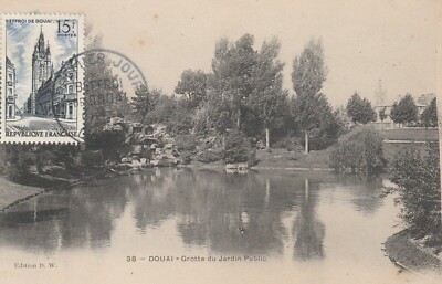 MAXIMUMKARTE 1. TAG - GLOCKENTURM VON DOUAI - HÖHLE DES ÖFFENTLICHEN GARTENS - 11.02.1956