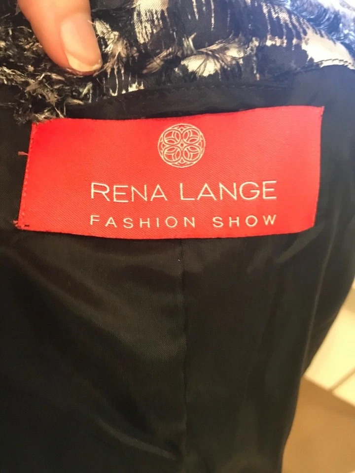 Chaqueta Rena Lange Negra/Marfil Seda Flecos $2000 Talla 12 Foto 3 de 4