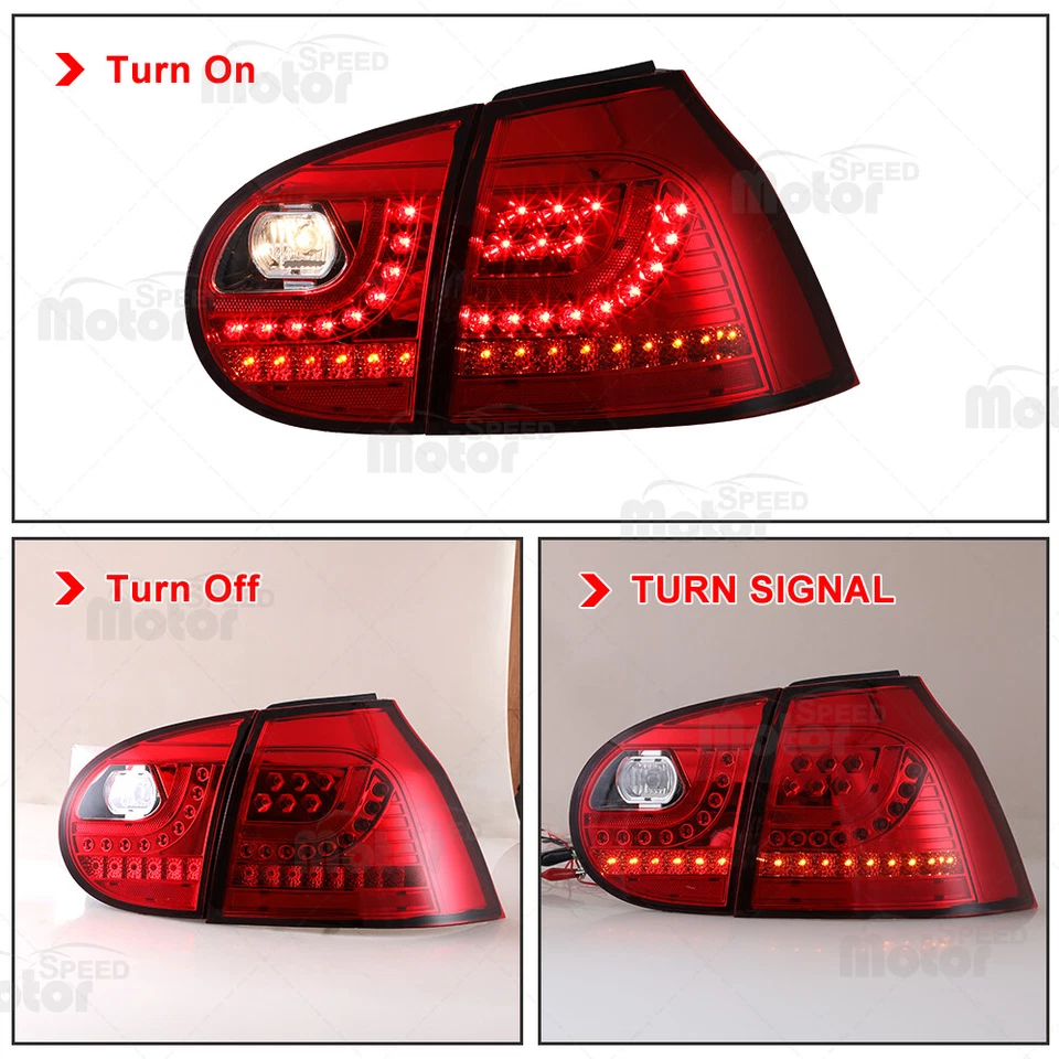 Par de luces traseras LED rojas para 06-09 Volkswagen VW GTI Rabbit Golf MK5 Foto 4 de 4