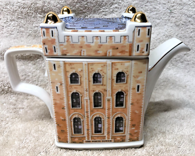 THE WHITE TOWER James sadler teapot & lid england vintage 1980s