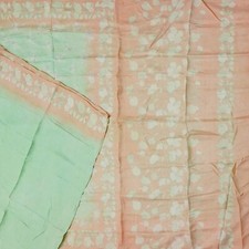 Namaste Vintage Green Sarees 100 Pure Silk Printed Indian Sari 5YD Craft Fabric