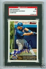Edgardo Alfonzo Autographed 1995 Bowman card #19 Mets SGC Authentic Encased