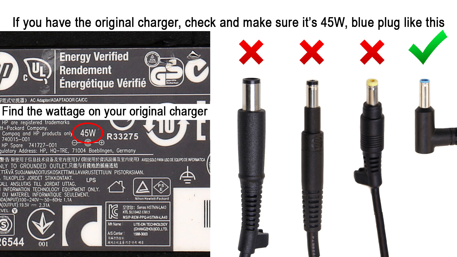 HP 740015-001 19.5V 2.31A 45W Genuine Original AC Power Adapter Charger