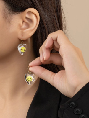   New Heart Smiley Face Emoji Drop Earrings Dangle