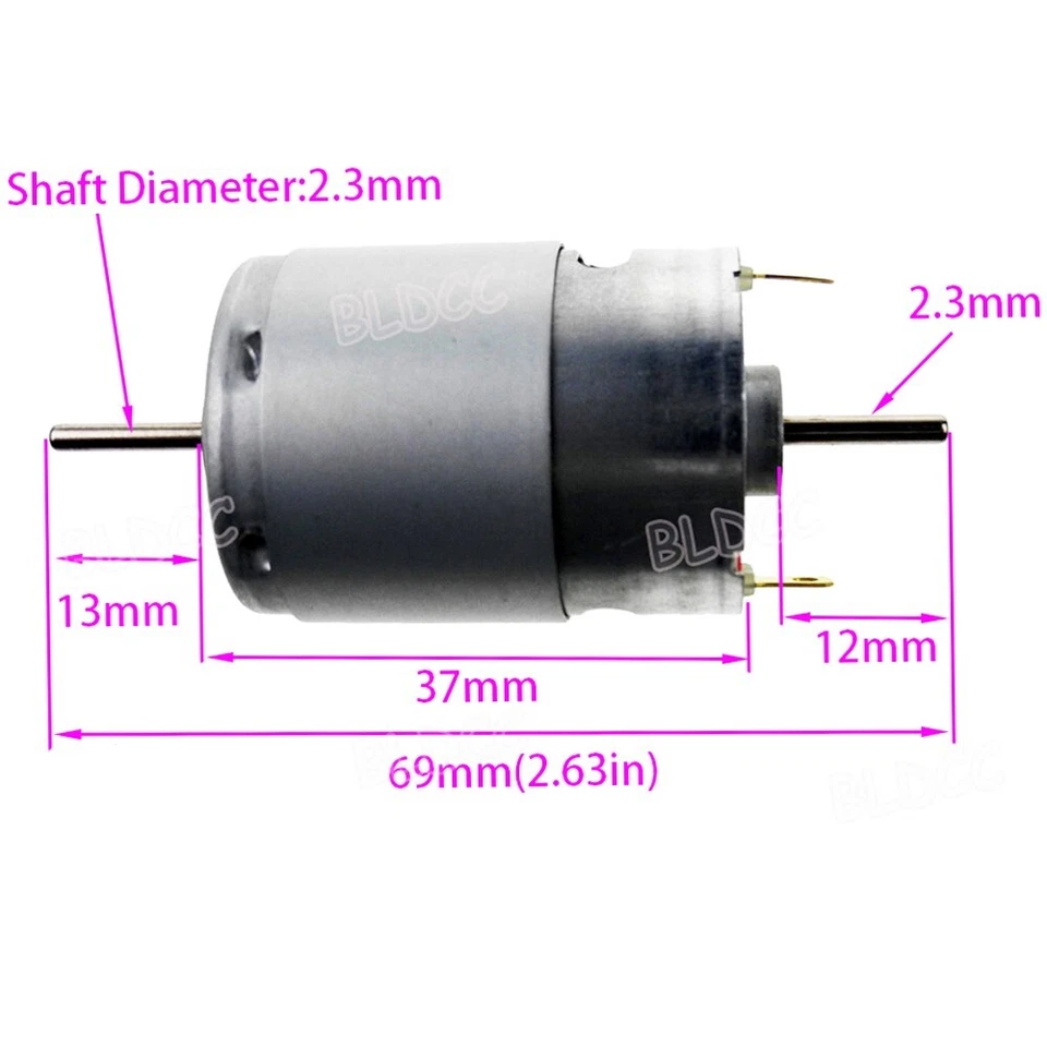 MABUCHI RS-385PH-2465 Dual Shaft High Torque 12V/24V DC Motor DIY Electric Tools - Image 3 of 4
