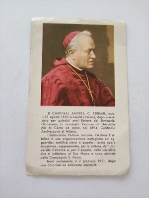 Kardinale Andrea Ferrari Santino Heilige Karte 