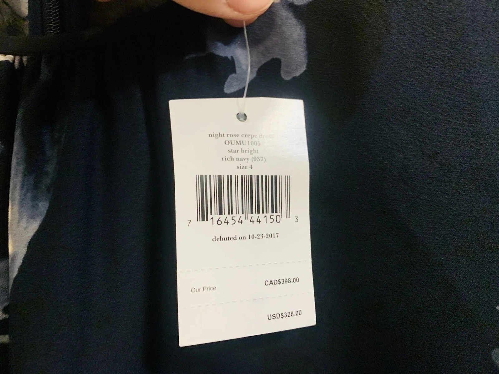 Abito floreale Kate Spade NY Night Rose crepe rich navy nuovo con etichette taglia 4 $328 00