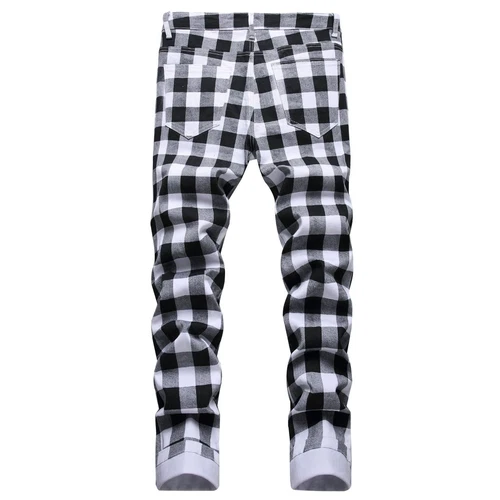 Moda Para hombres Jeans Elastizados Calce Ajustado Pantalones Informales Largos Estampados Denim Pantalones - Imagen 12 de 38
