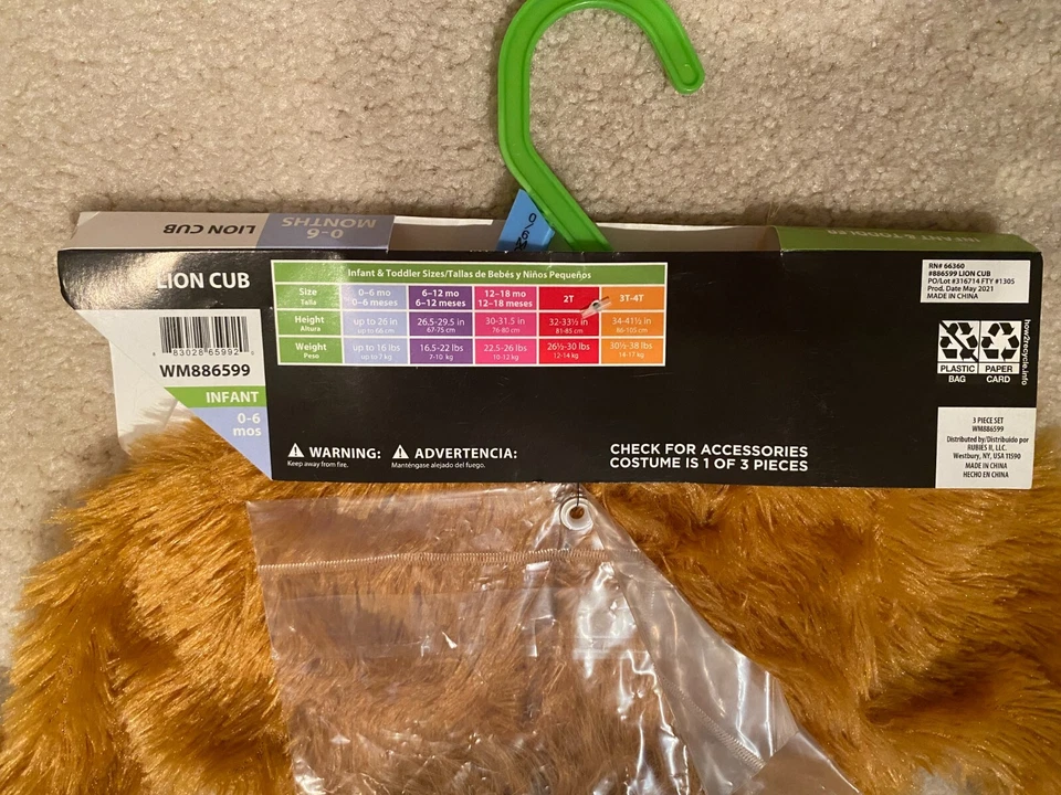 Wm22 - Lion Cub - Noah's Ark - Halloween - Rubie's - Infant 0-6 months - New!!! - Image 4 of 4