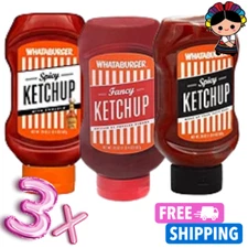 WHATABURGER Spicy/Fancy/Cholula Ketchup 3 Variety Pack of 20 oz Bottles