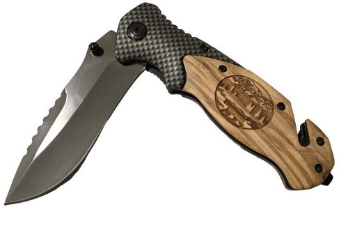 Coltello tascabile pieghevole fatto a mano orsetto da passeggio inciso lama 8" design personalizzato - Foto 2 di 8