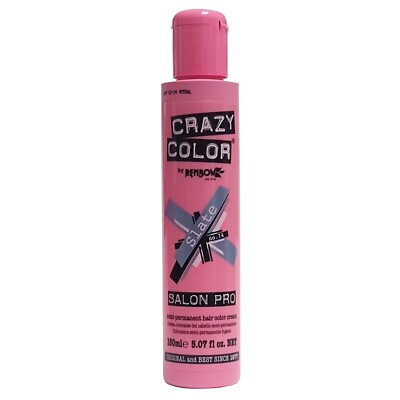 Crazy Color Semi Permanent Hair Color Cream, 150ML, 5.07 OZ (SLATE) [1PC]