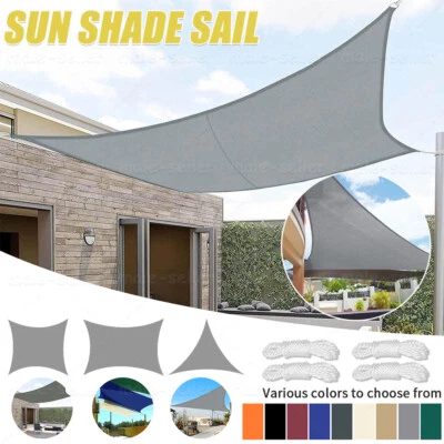 Heavy Duty Sun Shade Sail Garden Patio Awning Canopy 98% UV Block Waterproof Kit
