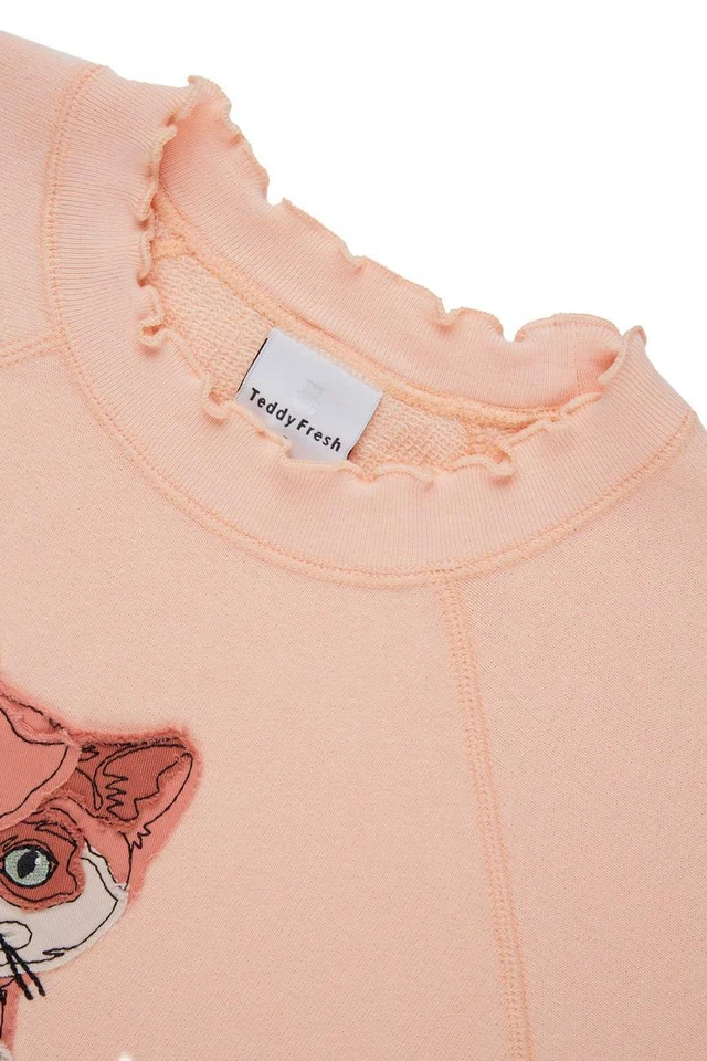Новый с Ярлыками Teddy свежий женщин CAT APPLIQUÉCREWNECK персиковый размер L - Изображение 4 из 4