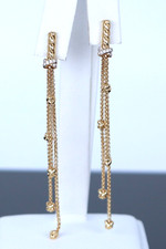  2,700 David Yurman 18K Yellow Gold Diamond Chain Drop Dangle Helena Earrings