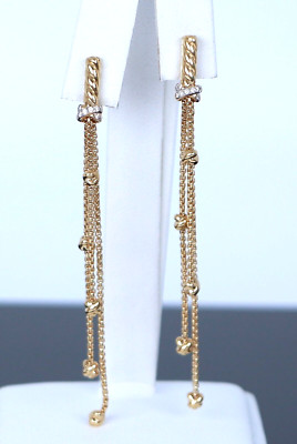 2.700 $ David Yurman 18 K Gelbgold Diamant Kette Ohrhänger Helena Ohrringe