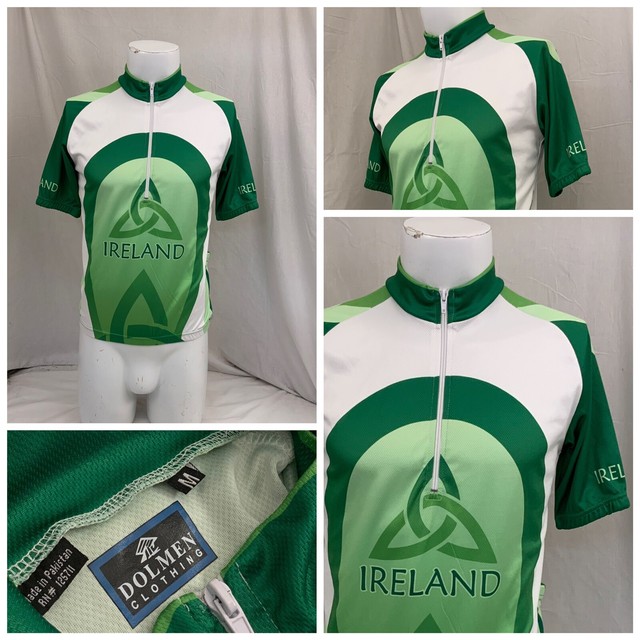 Ireland Cycling Jersey M Green Dolmen Clothing 1/2 Zip Short Sleeve YGI