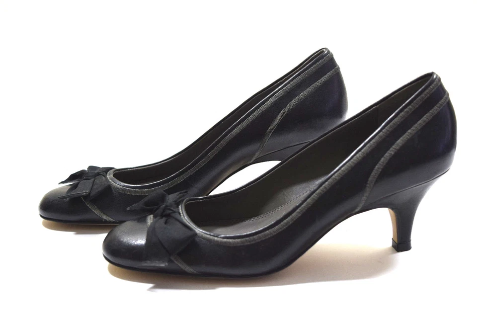 TAHARI女式威尼斯蝴蝶结皮鞋高跟鞋黑色高跟鞋6 — 第 4/4 张图片