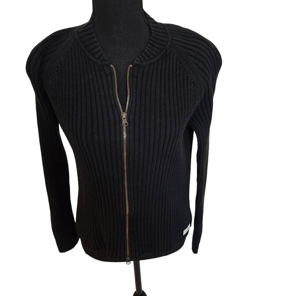 City DKNY Womens Cozy Ribbed Long Sleeves Full Zip-Up Cardigan Large