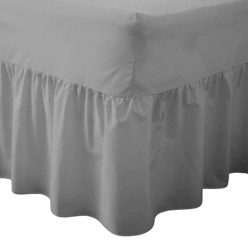 Luxury Plain Dyed Fitted Valance Sheet Poly-Cotton Frilled Bed Sheet All Sizes - Picture 4 of 15