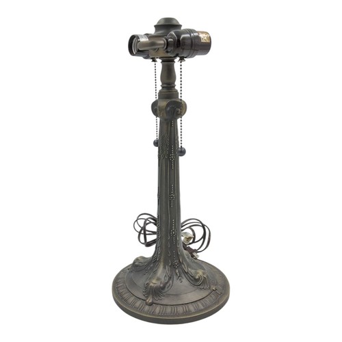 18" Cast Metal Table Lamp Art Nouveau Deco Double Socket Pull Chain Vintage - 第 1/11 張圖片