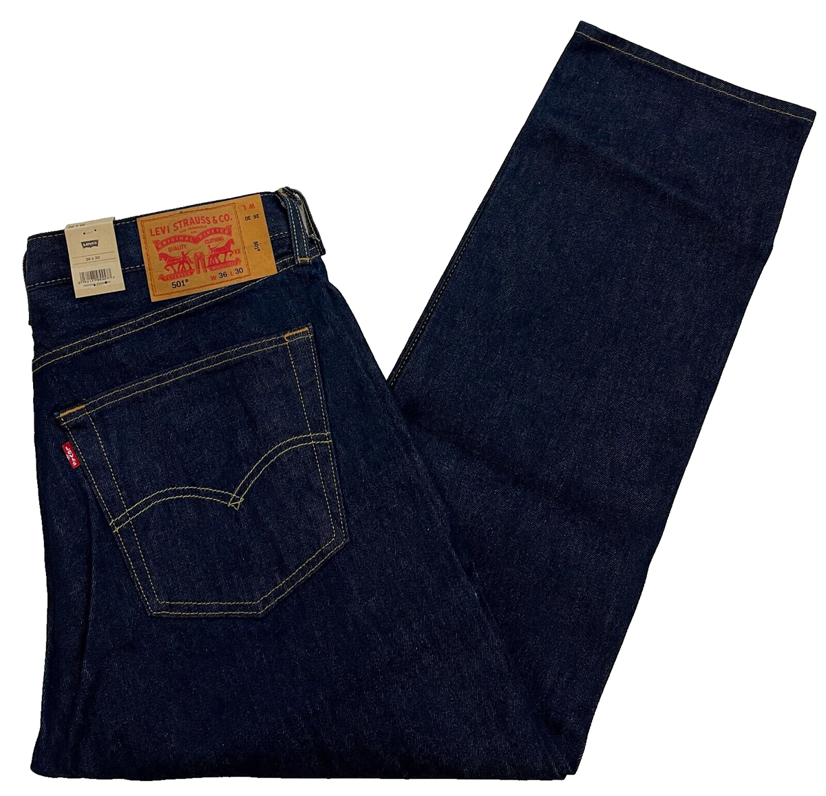 Levis 501 Original Fit Mens Stretch Jeans 36X30 Dark Blue Levis 501 Original Fit Mens Stretch Jeans 36X30 Dark Blue